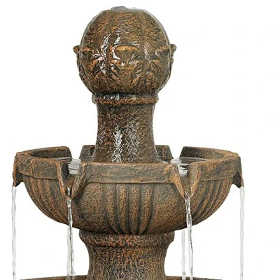 John Timberland Ravenna Rustic 3 Tier Weathered Stone Cascading Outdoor Floor Water Fountain 43" For Yard Garden Patio Home Deck Porch House Exterior 2 John Timberland Ravenna Rustic 3 Tier Weathered Stone Cascading Outdoor Floor Water Fountain 43" For Yard Garden Patio Home Deck Porch House Exterior - Image 2
