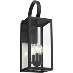 John Timberland Mira Modern Outdoor Wall Light Fixture Flat Black 21 1/2" Clear Glass For Post Exterior Barn Deck House Porch Yard Posts Patio Home -John Timberland GUEST 96a67d26 612c 4cfb 8145 807d3b9e6b08