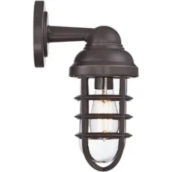 John Timberland Marlowe Industrial Outdoor Wall Light Fixture Galvanized Metal Cage 13 1/4" Clear Glass For Post Exterior Barn Deck House Porch Yard -John Timberland GUEST 9a218b2f eeb9 40f0 8e3e fb29df0d4c06