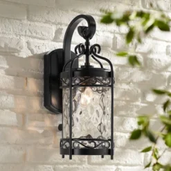 John Timberland Paseo Outdoor Vintage Wall Light Fixture Matte Black 19" Clear Hammered Glass For Post Exterior Barn Deck House Porch Yard Posts Patio -John Timberland GUEST 9b3180b0 70b5 4d75 a8b2 a96f57ad6ca7
