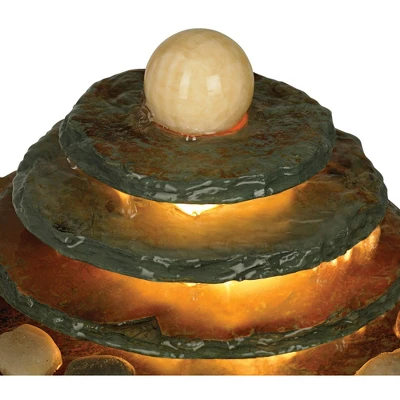 John Timberland Pyramid Rustic Zen 4 Tier Pyramid Indoor Tabletop Water Fountain With Light 10" For Table Office Desk Bedroom Living Room Relaxation 2 John Timberland Pyramid Rustic Zen 4 Tier Pyramid Indoor Tabletop Water Fountain With Light 10" For Table Office Desk Bedroom Living Room Relaxation - Image 2