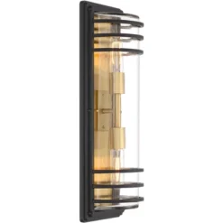 John Timberland Habitat Modern Outdoor Wall Light Fixture Black Brass Metal 21" Clear Glass For Post Exterior Barn Deck House Porch Yard Posts Patio -John Timberland GUEST 9e60a7bc ea5a 4cdb 838b e653a9d00eb7