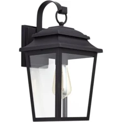 John Timberland Bellis Verde Modern Outdoor Wall Light Fixtures Set Of 2 Textured Black Lantern Frame 15 1/4" Clear Glass For Post Exterior -John Timberland GUEST a2f9db91 f360 42dc ab65 3112220d3a7e
