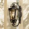 John Timberland Casa Marseille Rustic Outdoor Wall Light Fixture Veranda Bronze Ornate Scroll 36" Champagne Hammered Glass For Post Exterior Barn Deck