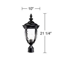 John Timberland Bellagio Vintage Rustic Outdoor Post Light Black 21" Clear Hammered Glass For Exterior Barn Deck Post Light House Porch Yard Patio -John Timberland GUEST a50ce2b4 49fd 4c9b 8be1 baebd635c03d