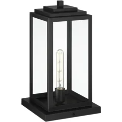 John Timberland Modern Outdoor Pier Mount Light Matte Black 17" Clear Glass Shade For Post Exterior Barn Deck House Porch Yard -John Timberland GUEST a6394d74 e030 4d25 9574 e35b0ed1d72a