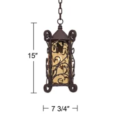 John Timberland Casa Seville Vintage Rustic Outdoor Hanging Light Dark Walnut Scroll 15" Champagne Water Glass For Post Exterior Barn Deck House Porch -John Timberland GUEST a6398679 a235 4731 9175 56482bdec328