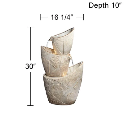 John Timberland Three Urn With Leaves Rustic Cascading Outdoor Floor Water Fountain With LED Light 30" For Yard Garden Patio Home Deck Porch Exterior 5 John Timberland Three Urn With Leaves Rustic Cascading Outdoor Floor Water Fountain With LED Light 30" For Yard Garden Patio Home Deck Porch Exterior - Image 5