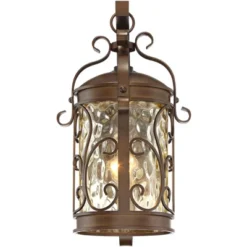 John Timberland Conway Vintage Rustic Outdoor Wall Light Fixture Oil Rubbed Bronze Scroll 17 1/2" Amber Hammered Glass For Post Exterior Barn Deck -John Timberland GUEST aa7af077 171d 4f4b 9061 5365c70e8fd8