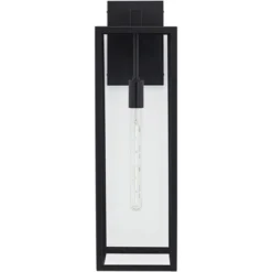 John Timberland Modern Industrial Outdoor Wall Light Fixture Mystic Black 27" Clear Glass Panels For Exterior Barn Deck House Porch Yard Patio Garage -John Timberland GUEST ab556d87 7ff2 4e3c 8f4d 52cc72d2b5a2