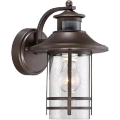 John Timberland Habitat Rustic Industrial Outdoor Wall Light Fixtures Set Of 2 Bronze Dusk To Dawn Motion Sensor 11 1/4" Seedy Glass For Exterior -John Timberland GUEST ab6900e3 c526 4bbd afab 85a47ca1d1f8 1