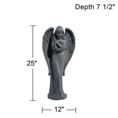 John Timberland Standing Angel Statue Sculpture English Decor Indoor Outdoor Garden Front Porch Patio Yard Outside Faux Greystone Ceramic 25" Tall 5 John Timberland Standing Angel Statue Sculpture English Decor Indoor Outdoor Garden Front Porch Patio Yard Outside Faux Greystone Ceramic 25" Tall - Image 5