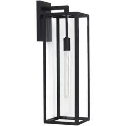 John Timberland Modern Industrial Outdoor Wall Light Fixture Mystic Black 27" Clear Glass Panels For Exterior Barn Deck House Porch Yard Patio Garage -John Timberland GUEST abd400a6 bddf 4dd8 b46e 0247636715d2