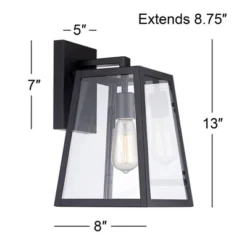 John Timberland Arrington Industrial Outdoor Wall Light Sconces Set Of 2 Mystic Black Hardwire 8" Fixture Clear Glass For Bedroom Bathroom Vanity Home -John Timberland GUEST ac6a7b96 8da1 4da8 9a5d cbd1885b90bc