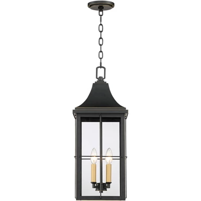 John Timberland Sunderland Vintage Outdoor Hanging Light Black Gold 24 3/4" Clear Glass Panels For Post Exterior Barn Deck House Porch Yard Patio Home 6 John Timberland Sunderland Vintage Outdoor Hanging Light Black Gold 24 3/4" Clear Glass Panels For Post Exterior Barn Deck House Porch Yard Patio Home - Image 6