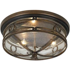 John Timberland Beverly Drive Rustic Flush Mount Outdoor Ceiling Light Bronze 7" Clear Seedy Glass For Post Exterior Barn Deck House Porch Yard Patio -John Timberland GUEST aea7d76e 35cb 4188 b7c3 b57f9c82c4a6