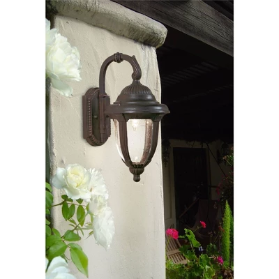 John Timberland Casa Sierra Rustic Vintage Outdoor Wall Light Fixture Bronze Downbridge 14 1/2" Clear Seedy Glass For Post Exterior Barn Deck House 3 John Timberland Casa Sierra Rustic Vintage Outdoor Wall Light Fixture Bronze Downbridge 14 1/2" Clear Seedy Glass For Post Exterior Barn Deck House - Image 3