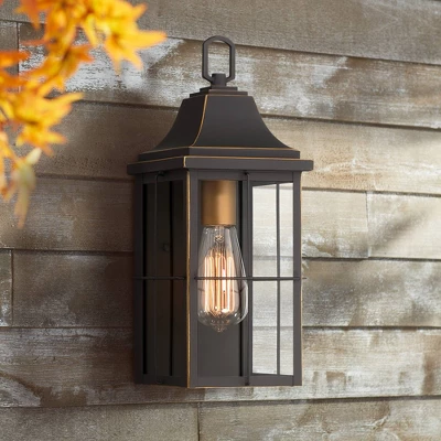 John Timberland Sunderland Rustic Mission Outdoor Wall Light Fixture Black Gold 15" Clear Glass For Post Exterior Barn Deck House Porch Yard Patio 1 John Timberland Sunderland Rustic Mission Outdoor Wall Light Fixture Black Gold 15" Clear Glass For Post Exterior Barn Deck House Porch Yard Patio