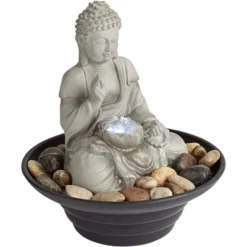 John Timberland Zen Buddha Indoor Tabletop Water Fountain With Light LED 10" High Sitting For Table Desk Office Relaxation -John Timberland GUEST b0a01c46 cd6e 41d8 adc8 638c6f6d894f