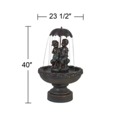 John Timberland Boy And Girl Under Umbrella Modern Outdoor Water Fountain 40" For Yard Garden Patio Home Deck Porch House Exterior Balcony Roof Decor -John Timberland GUEST b12fd0d1 2b84 4e49 a5c1 973908f5ec3d