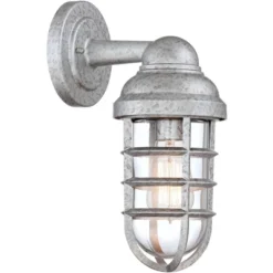 John Timberland Marlowe Industrial Outdoor Wall Light Fixture Galvanized Cage 13 1/4" Clear Glass For Post Exterior Barn Deck House Porch Yard Patio -John Timberland GUEST b3c4fabe aef5 438c b113 c8b26d9d08c0