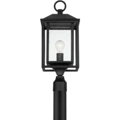 John Timberland Califa Modern Outdoor Post Light Black Metal Cage 21 3/4" Clear Seedy Glass For Exterior Barn Deck House Porch Yard Patio Home Outside -John Timberland GUEST b5c0a023 fff0 4c9f 8915 0fa6ffa38e3c