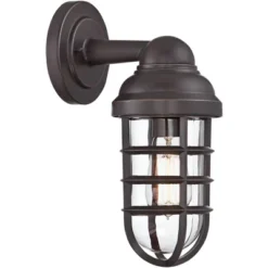 John Timberland Marlowe Industrial Outdoor Wall Light Fixture Galvanized Metal Cage 13 1/4" Clear Glass For Post Exterior Barn Deck House Porch Yard -John Timberland GUEST b68baa38 d7c1 4c83 a2c9 5a83c5d0c92e