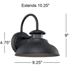 John Timberland Midland Industrial Outdoor Wall Light Fixture Black Motion Sensor Dusk To Dawn 9" For Post Exterior Barn Deck House Porch Yard Patio -John Timberland GUEST b91a8df9 6ac2 4f4e 9acd 16270802e97d