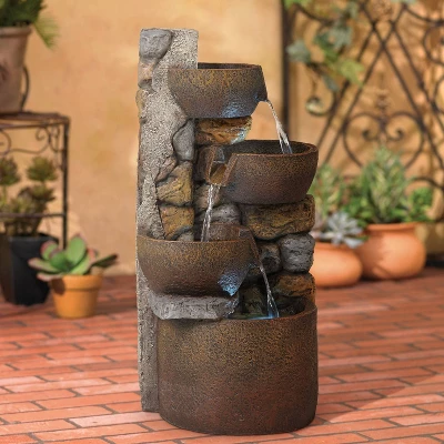 John Timberland Ashmill Urn Rustic Cascading Outdoor Floor Water Fountain With LED Light 29" For Yard Garden Patio Deck Porch Exterior Balcony 1 John Timberland Ashmill Urn Rustic Cascading Outdoor Floor Water Fountain With LED Light 29" For Yard Garden Patio Deck Porch Exterior Balcony