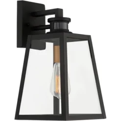 John Timberland Arrington Modern Outdoor Wall Light Fixtures Set Of 2 Black Motion Sensor 14 3/4" Clear Glass For Post Exterior Barn Deck House Porch -John Timberland GUEST bd243f8e 57ee 424f bb6d 7b4540928af2