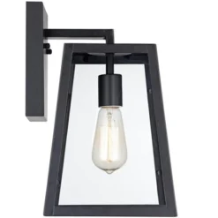 John Timberland Arrington Industrial Outdoor Wall Light Sconces Set Of 2 Mystic Black Hardwire 8" Fixture Clear Glass For Bedroom Bathroom Vanity Home -John Timberland GUEST be95dba4 7c83 4c93 94ca 2ee59ed333db