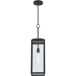 John Timberland Modern Outdoor Hanging Light Fixture Mystic Black 27 1/4" Clear Glass Panel For Exterior Barn Deck House Porch Patio Outside Garage -John Timberland GUEST bec14b49 3159 42bc b83f f02e93f3d6b9