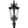 John Timberland Casa Marseille Vintage Outdoor Post Light Textured Black With Flat Base Pole 99 3/4" Clear Hammered Glass For Exterior Barn Deck House