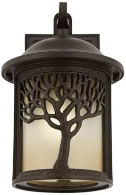 John Timberland Mission Outdoor Wall Light Fixture Bronze Tree Motif 12 1/4" Amber Glass Lantern For Exterior House Porch Patio -John Timberland GUEST c09f7f22 b0a5 4807 bc0a 9b05b13c05e6