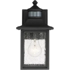 John Timberland Moray Bay Mission Outdoor Wall Light Fixture Black Motion Sensor Dusk To Dawn 11 1/2" Seedy Glass For Post Exterior Barn Deck House -John Timberland GUEST c2cc14fc ac8f 4d47 8f76 380a953abd59