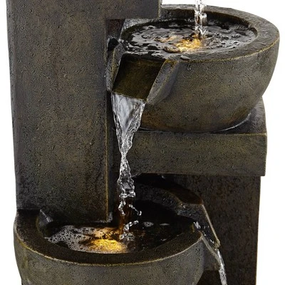 John Timberland Outdoor Floor Water Fountain With Light LED 41 1/2" High Cascading Bowls For Yard Garden Patio Deck Home 3 John Timberland Outdoor Floor Water Fountain With Light LED 41 1/2" High Cascading Bowls For Yard Garden Patio Deck Home - Image 3