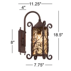 John Timberland Casa Seville Vintage Rustic Outdoor Wall Light Fixture Dark Walnut Scroll 18 1/2" Champagne Hammered Glass For Post Exterior Barn Deck -John Timberland GUEST c2d5f5d2 d929 4a53 b8e3 071066c4a110