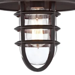 John Timberland Marlowe Industrial Outdoor Wall Light Fixture Galvanized Hooded Cage 13 1/4" Clear Glass For Post Exterior Barn Deck House Porch Yard -John Timberland GUEST c40dedc4 59d7 42bd 8b72 95ebdccbc9d4