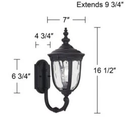 John Timberland Bellagio Vintage Rustic Outdoor Wall Light Fixture Texturized Black Upbridge 16 1/2" Clear Hammered Glass For Post Exterior Barn Deck -John Timberland GUEST c481063b 9367 41f3 b8cd 5ca25cf72a8f