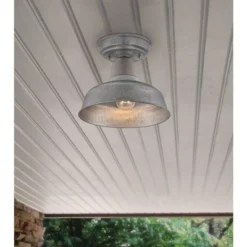 John Timberland Urban Barn Rustic Industrial Farmhouse Semi Flush Mount Outdoor Ceiling Light Galvanized Metal 8 3/4" For Post Exterior Barn Deck Yard -John Timberland GUEST c4ebff1c f5bf 40d1 a5bd 2b93a67a2b10