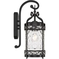 John Timberland Paseo Outdoor Vintage Wall Light Fixture Matte Black 19" Clear Hammered Glass For Post Exterior Barn Deck House Porch Yard Posts Patio -John Timberland GUEST c6a15f1b a0db 45a5 92b4 915898a14cac