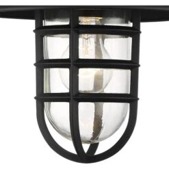 John Timberland Marlowe Rustic Industrial Farmhouse Outdoor Wall Light Fixture Black Hooded Cage 13" Clear Glass For Post Exterior Barn Deck House -John Timberland GUEST c6eaa9a6 67ec 4b8f b68f 3ce5030cd4f7
