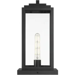 John Timberland Modern Outdoor Pier Mount Light Matte Black 17" Clear Glass Shade For Post Exterior Barn Deck House Porch Yard -John Timberland GUEST c711a48b 3bf5 4875 a628 63f1bd8b7338
