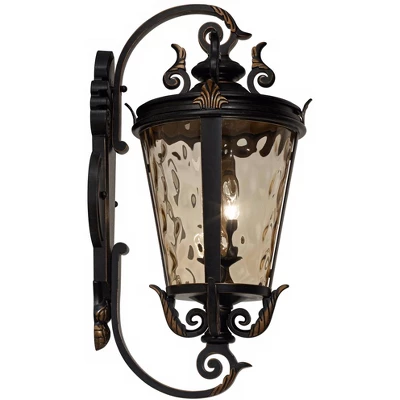 John Timberland Casa Marseille Rustic Outdoor Wall Light Fixture Veranda Bronze Ornate Scroll 36" Champagne Hammered Glass For Post Exterior Barn Deck 4 John Timberland Casa Marseille Rustic Outdoor Wall Light Fixture Veranda Bronze Ornate Scroll 36" Champagne Hammered Glass For Post Exterior Barn Deck - Image 4