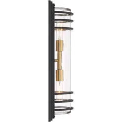 John Timberland Habitat Modern Outdoor Wall Light Fixture Black Brass Metal 21" Clear Glass For Post Exterior Barn Deck House Porch Yard Posts Patio -John Timberland GUEST ca022d7b 0a31 47f0 89fb ee8cd5e867ee