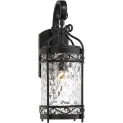 John Timberland Paseo Outdoor Vintage Wall Light Fixture Matte Black 19" Clear Hammered Glass For Post Exterior Barn Deck House Porch Yard Posts Patio -John Timberland GUEST ca6de339 a795 4231 b424 3908797b5ea2