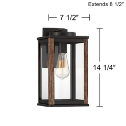 John Timberland Wordsworth Field Rustic Farmhouse Outdoor Wall Light Fixture Dark Bronze Wood Grain 14 1/4" Clear Glass Panels For Post Exterior Deck -John Timberland GUEST cb14a287 2363 4997 b3e0 88eea91b6221
