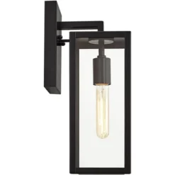 John Timberland Modern Outdoor Wall Light Fixture Mystic Black 14 1/4" Clear Glass Panel For Exterior Barn Deck House Porch Yard Patio Outside Garage -John Timberland GUEST cb7992f8 064e 41c2 956c b88f14840c53