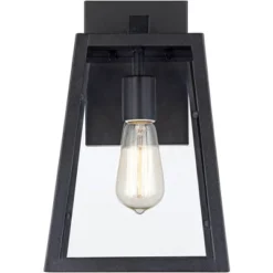 John Timberland Arrington Industrial Outdoor Wall Light Sconces Set Of 2 Mystic Black Hardwire 8" Fixture Clear Glass For Bedroom Bathroom Vanity Home -John Timberland GUEST cd8c3ca5 af66 4830 8a1a f47ff5fe088d