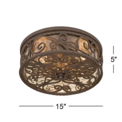 John Timberland Casa Seville Rustic Farmhouse Flush Mount Outdoor Ceiling Light Fixture Dark Walnut 5" Champagne Water Glass For Post Exterior Barn -John Timberland GUEST d1f700b4 eb0a 4655 8c38 8386fe637e40